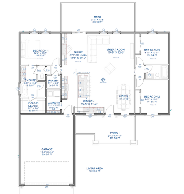The Cottonwood Bend Plan  | 1604 SF  | 3 Beds  | 2 Baths
