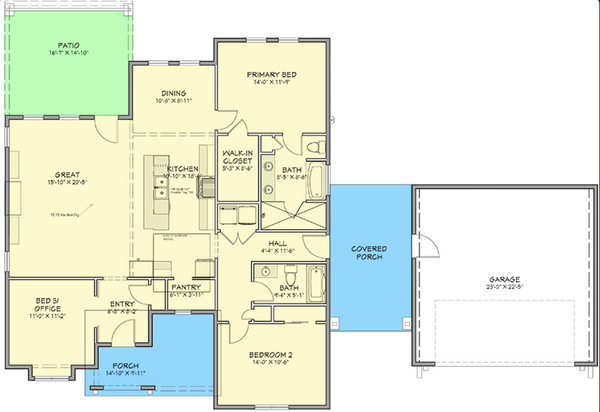 The Allegro Plan  | 1616 SF  | 3 Beds  | 2 Baths